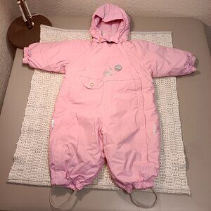 Reima Mini Tec baby girls pink waterproof bunting snow suit sz 68 or sz 6-9 mo.